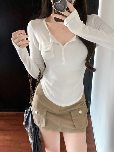 Blusa Larga Elegante Ajustada con Botones para Mujer - Image 13