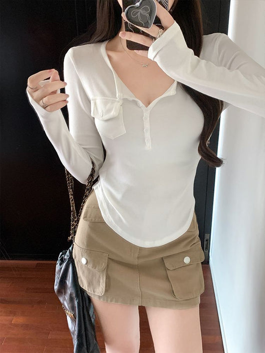 Blusa Larga Elegante Ajustada con Botones para Mujer - Image 13