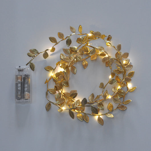 Cadena de Luces LED Hojas Doradas y Plateadas - Decoración Rattan - Image 3