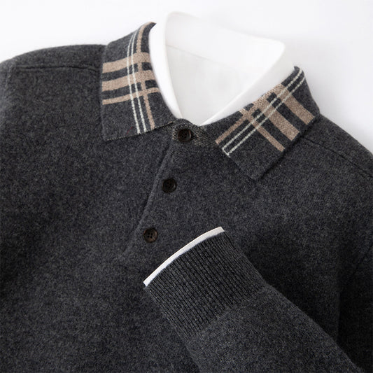 Suéter Polo Cuello Solapa Multicolor Tejido Cashmere Holgado - Image 2