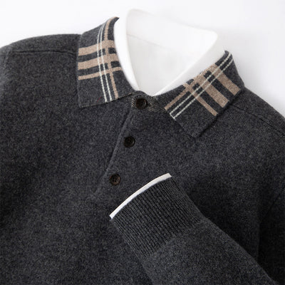 Suéter Polo Cuello Solapa Multicolor Tejido Cashmere Holgado - Image 2