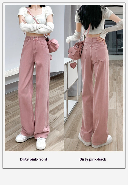 Pantalón Denim Rosa Palo Talle Alto Efecto Esbeltecedor Pierna Ancha Recta - Image 24