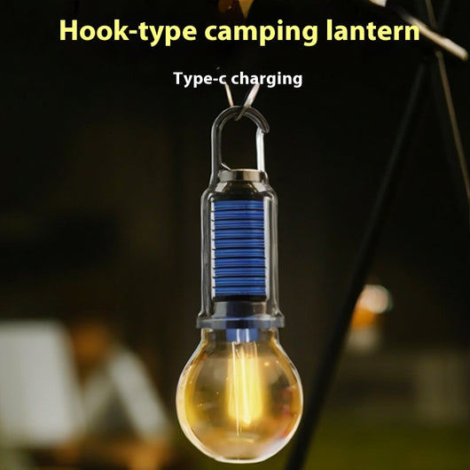 Lámpara Solar de Camping con Gancho y Carga USB - Luz Tungsteno Portátil - Image 3