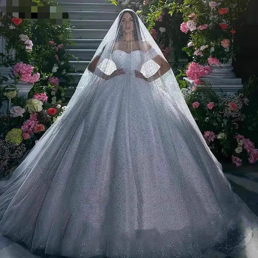 Vestido de Novia Hombros Descubiertos Estilo Hada Bosque Lentejuelas Efecto Silueta - Image 4