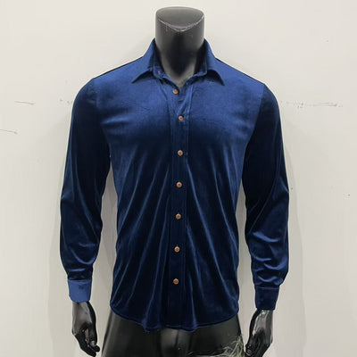 Camisa Casual de Manga Larga para Hombre - Colores Sólidos Otoño Invierno - Image 7