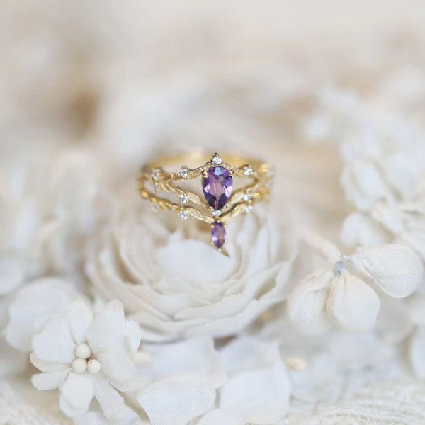 Anillo Vintage de Flores con Cristales