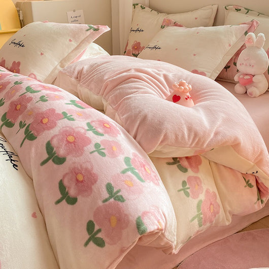 Juego de Cama Invierno Franela Coral 4 Piezas - Funda Nórdica y Sábanas Gruesas - Image 19