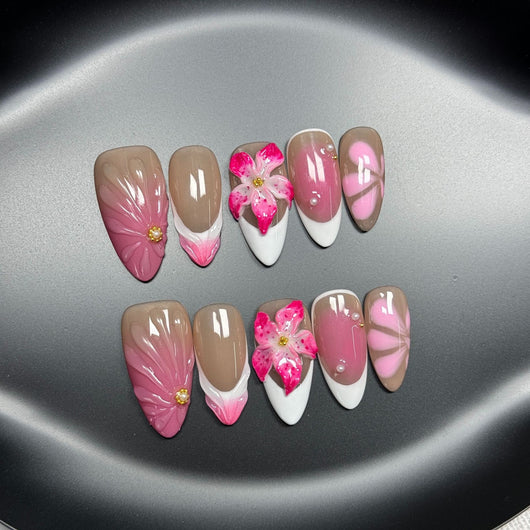 Esmalte de Uñas Floral 3D Efecto Hielo Estilo Francés - Image 11