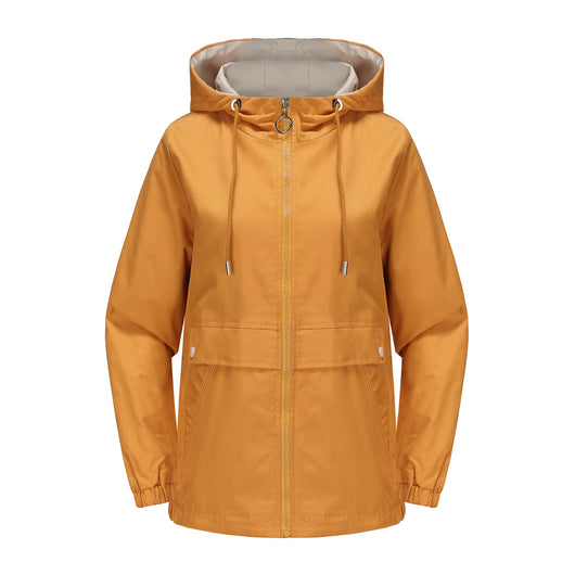 Abrigo Impermeable con Capucha en Colores Sólidos para Mujer - Image 12