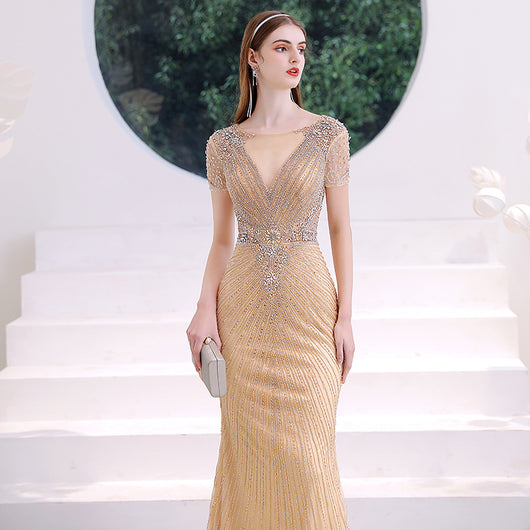 Vestido de Noche Champagne Gold Premium para Mujer - Image 7
