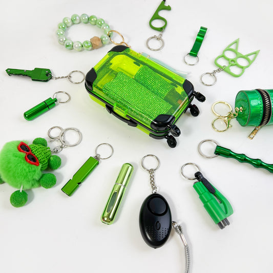 Set de 16 Llaveros Verdes con Anilla Fija