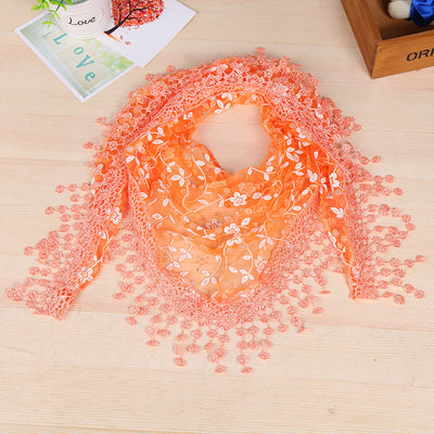 Pañuelo de Seda con Encaje y Flecos Creativos para Mujer - Image 22