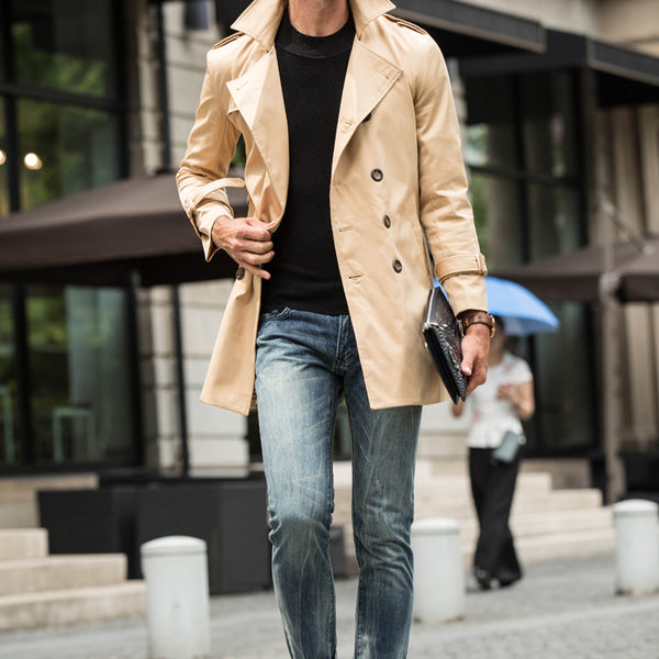 Abrigo Trinchera Casual para Hombre Largo Medio
