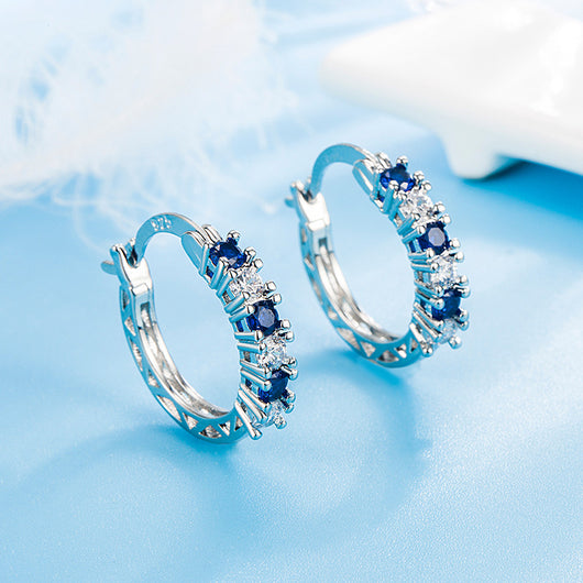 Aretes de Diamantes y Cristal Azul Zircón - Diseño Europeo Elegante - Image 5