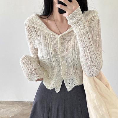 Cardigan Retro Cuello V Manga Larga Corto - Image 15