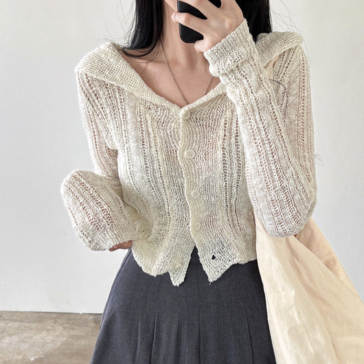 Cardigan Retro Cuello V Manga Larga Corto - Image 15
