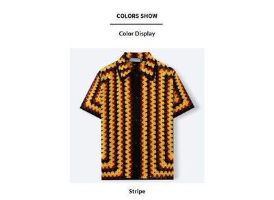 Camisa Retro de Punto Crochet a Rayas para Hombre - Image 9