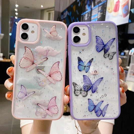 Funda Protectora con Mariposa de Epoxy y Brillo Hipoalergénica