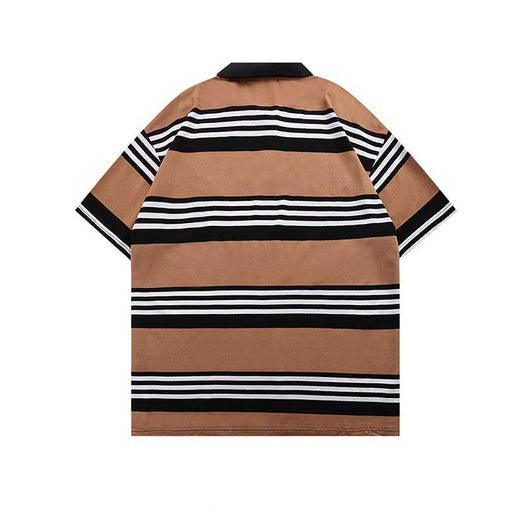 Polo Manga Corta con Rayas y Bordado de Letras para Hombre - Image 7