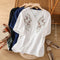 Blusa Suelta de Algodón y Lino con Escote V y Manga Corta para Mujer