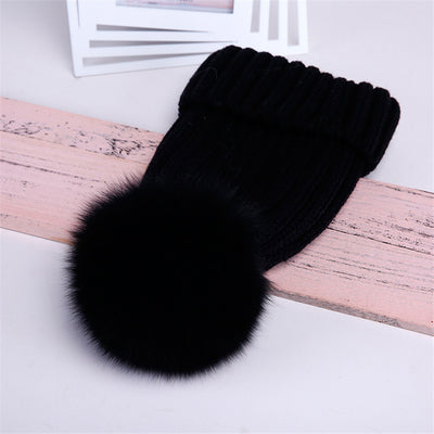 Gorro de Lana con Pompón de Piel Real de Mapache y Zorro - Image 19