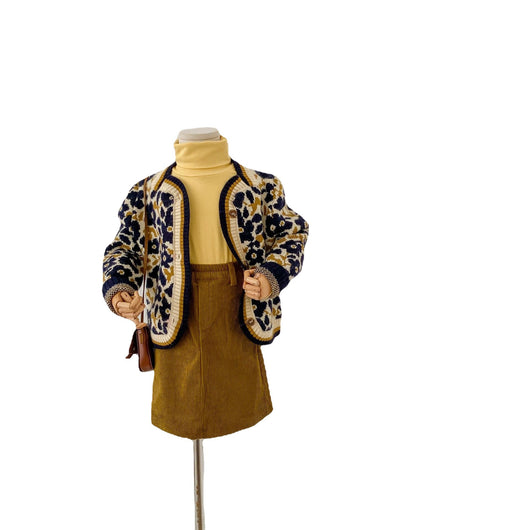 Cardigan Falda Tejido Floral Retro para Niñas - Image 11