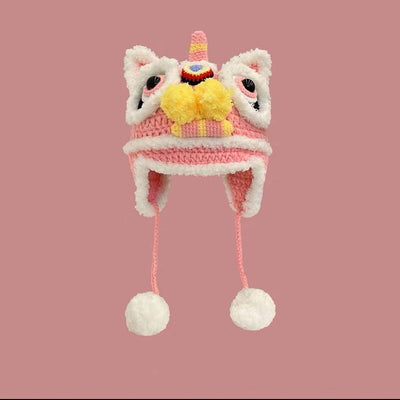 Gorro Tejido Año del Dragón Rojo - Diseño Cabeza de Tigre para Bebé - Image 14