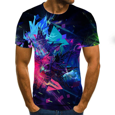 Playera de Manga Corta con Patrón Geométrico Digital Tridimensional - Image 11