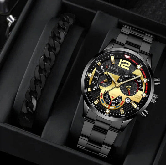 Set de 2 Relojes de Acero para Hombre con Pulsera - Diseño Ejecutivo Tres Ojos - Image 11