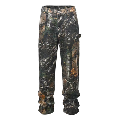 Jeans Hombre Patrón Camuflaje Árbol Corte Recto Oversize - Image 5