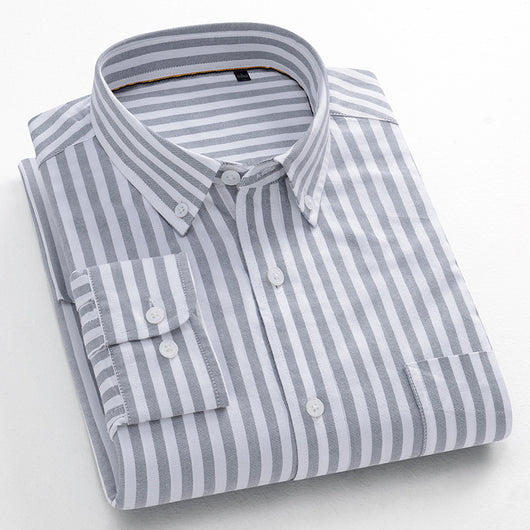 Camisa Oxford de Algodón a Rayas Antirruga para Hombre - Image 9