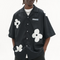 Camisa Cubana de Manga Corta con Silueta Floral Pintada a Mano