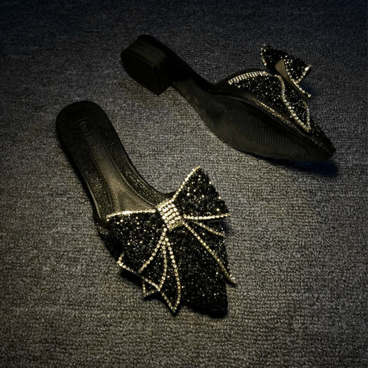 Pantuflas Elegantes para Mujer con Moño y Cristales Brillantes - Image 4