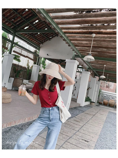 Conjunto Coreano Verano: Short Ajustado + Blusa Escote V - Image 38