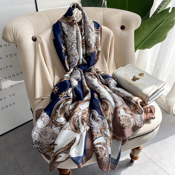 Bufanda Vintage con Cadena Dorada - Abrigo Cálido para Invierno