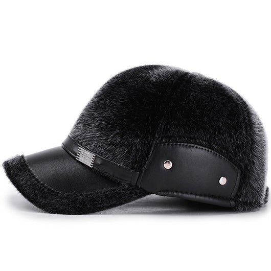 Gorra de Béisbol Invierno Hombre Imitación Piel de Visón - Image 8