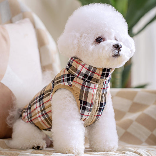 Abrigo Térmico para Perros con Cierre de Cremallera - Chaqueta Acolchada Cuadriculada - Image 9