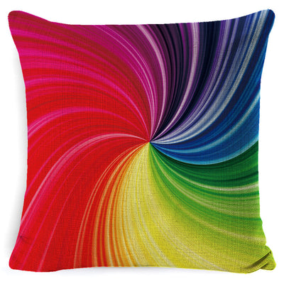Funda de Almohada de Algodón y Lino Colorida con Diseño Creativo