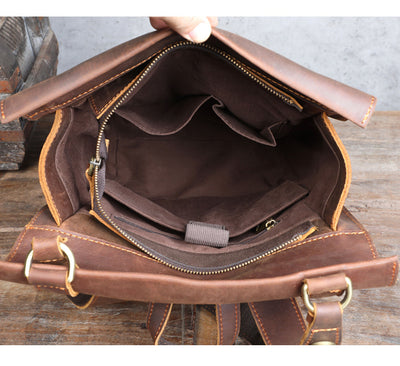 Mochila Escolar de Cuero Genuino Estilo Retro para Hombre - Image 18
