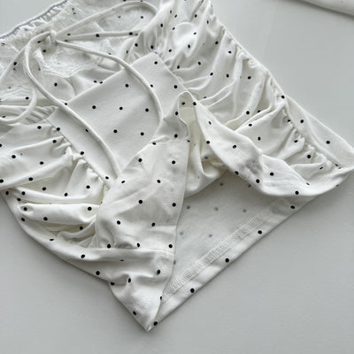Blusa Crop Ajustada con Volantes, Encaje y Lunares - Manga Casquete - Image 19