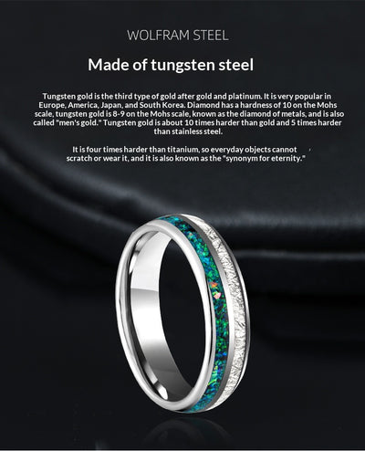 Anillo de Tungsteno con Incrustaciones de Plata y Estrellas - Image 8