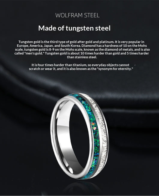 Anillo de Tungsteno con Incrustaciones de Plata y Estrellas - Image 8