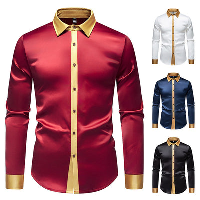 Camisa Manga Larga Satinada Bicolor para Hombre - Image 3