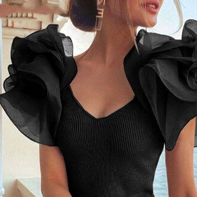 Blusa Elegante con Encaje en Mangas y Detalle de Tira Frontal - Image 5
