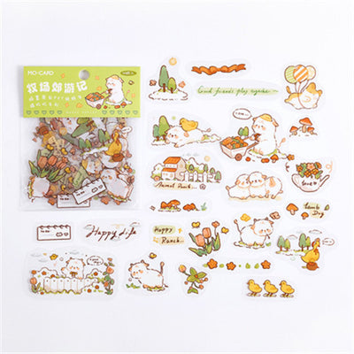 Cute cartoon animal stickers featuring bears and rabbits in various daily activities, packaged and displayed. - Image 6