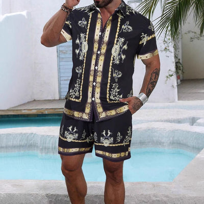 Conjunto Hombre Impresión 3D - Camisa y Shorts Holgados