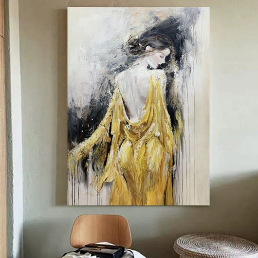 Cuadro Óleo Artesanal Mujer Elegante Moderna - Lienzo Texturizado sin Marco - Image 8
