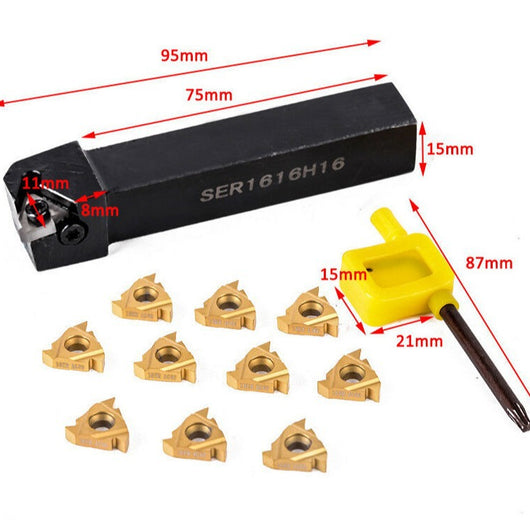 Juego de 10 Insertos CNC 16ER AG60 con Soporte y Llave - Image 2