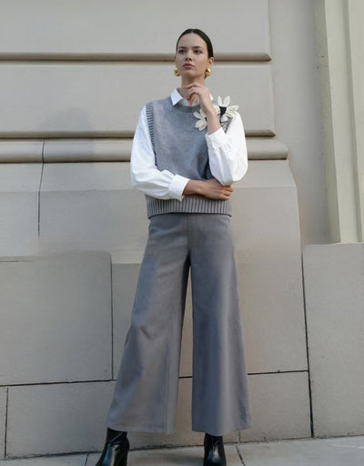 Conjunto de 3 Piezas: Chaleco Tejido con Moño, Camisa y Pantalón Casual - Image 23