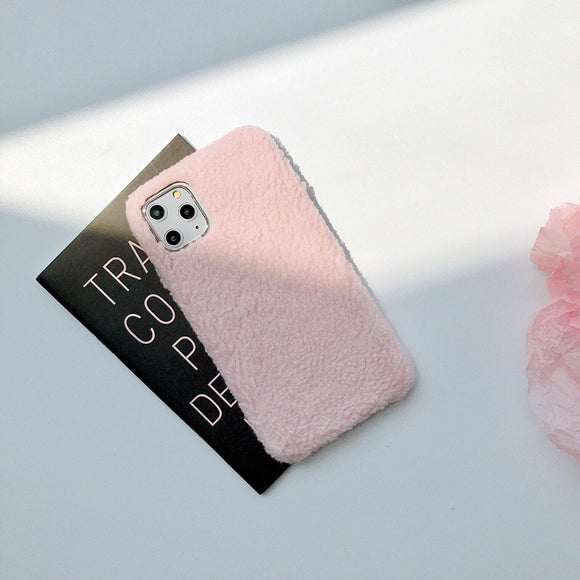 Funda de Tela de Felpa de Cordero para Teléfono Móvil